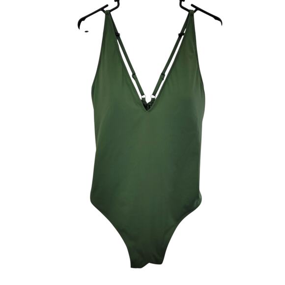 TA3 Swim Hi Cut Plungey Green Size 3X RL 2.0 Regular Length Cinching Hour Glass - Picture 1 of 11